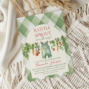 Rustic Gender Neutral Little Sprout Baby Shower Invitation