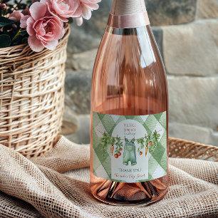Rustic Gender Neutral Little Sprout Baby Shower Sparkling Wine Label