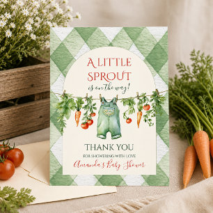 Rustic Gender Neutral Little Sprout Baby Shower Thank You Card