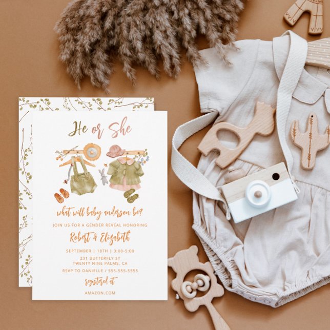 Rustic Gender Reveal Invitation, He or She Invitation (Creator Uploaded)