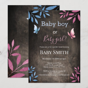 Rustic gender reveal watercolor floral invitation