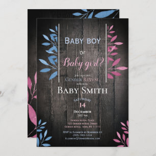Rustic gender reveal watercolor floral invitation
