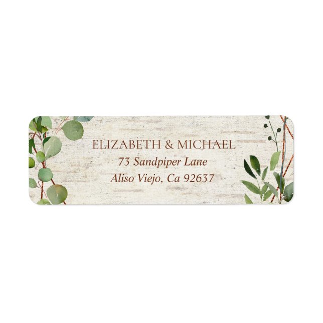 Rustic Geometric Eucalyptus Birch Return Address (Front)