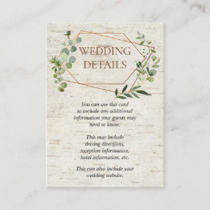 Rustic Geometric Eucalyptus Birch Wedding Details Enclosure Card