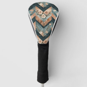 Rustic Geometric Floral with Crescent Moons Golf Head Cover
