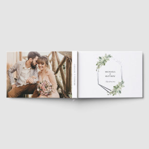Rustic Geometric Greenery Wedding Real Silver Guest Book