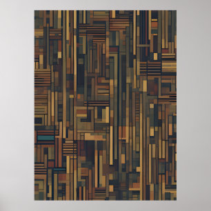 Rustic Geometric Harmony – Wooden Abstract Design Poster
