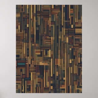 Rustic Geometric Harmony – Wooden Abstract Design Poster