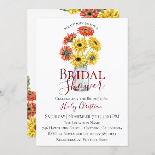 Rustic Gerber Floral Bridal Shower Invitation