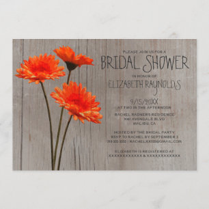 Rustic Gerbera Daisy Bridal Shower Invitations