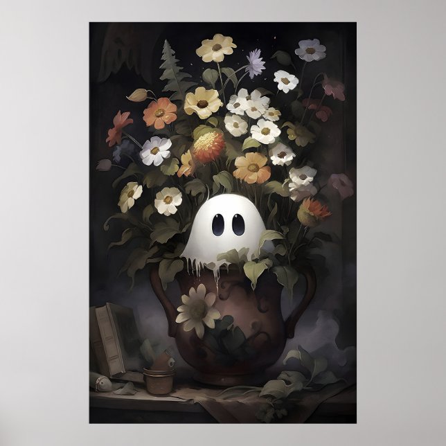 Rustic ghost flower pot portrait printable, plant poster (Front)