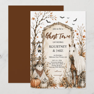 Rustic Ghost Town Western Halloween Style Party Invitation