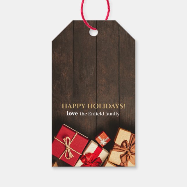 Rustic Gift Box, Christmas Gift Tags (Front)