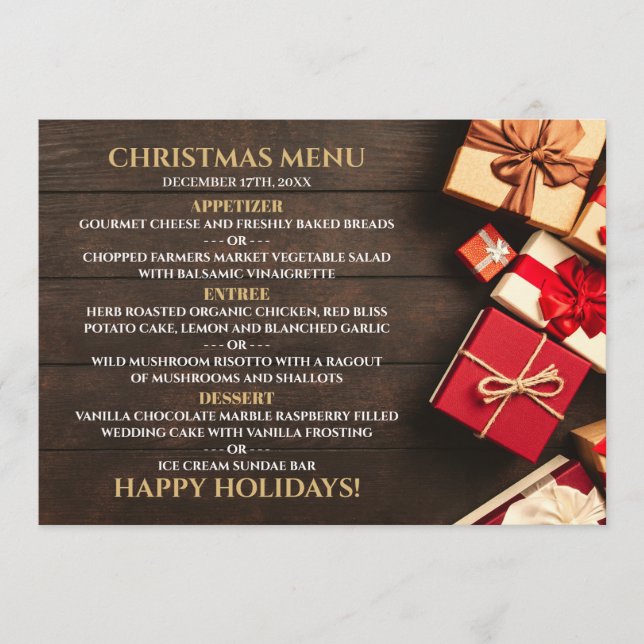 Rustic Gift Box, Christmas Menu (Front)