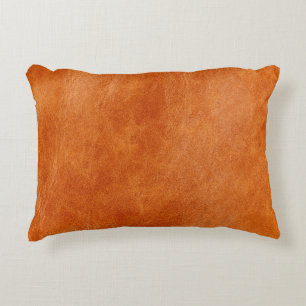 Rustic ginger smooth natural leather decorative cushion