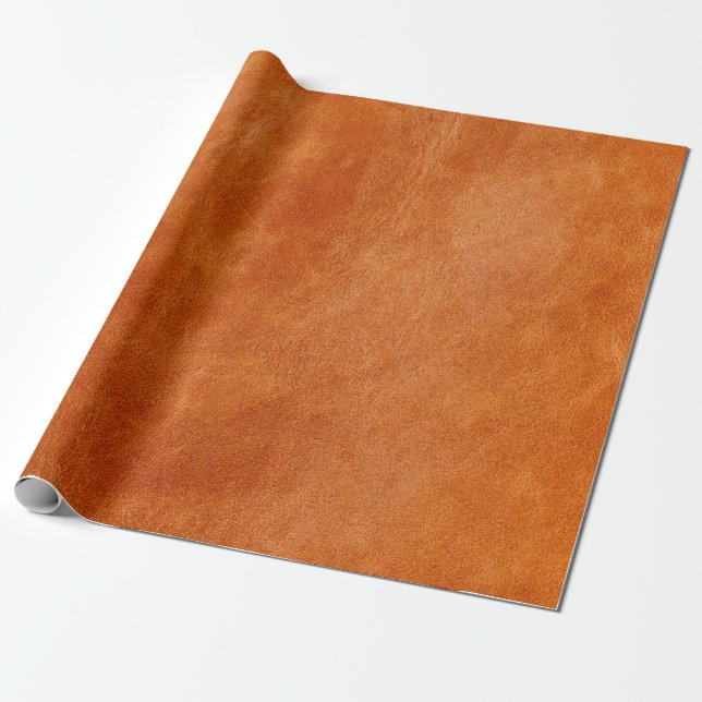 Rustic ginger smooth natural leather wrapping paper (Unrolled)