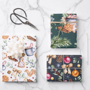 rustic gingerbread holiday wrapping paper sheets