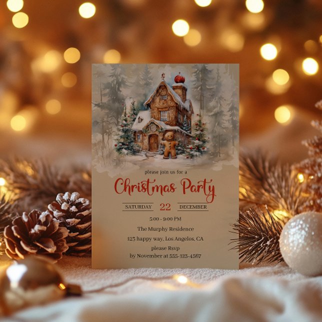 Rustic Gingerbread House Christmas Party Invitation (Creator Uploaded)