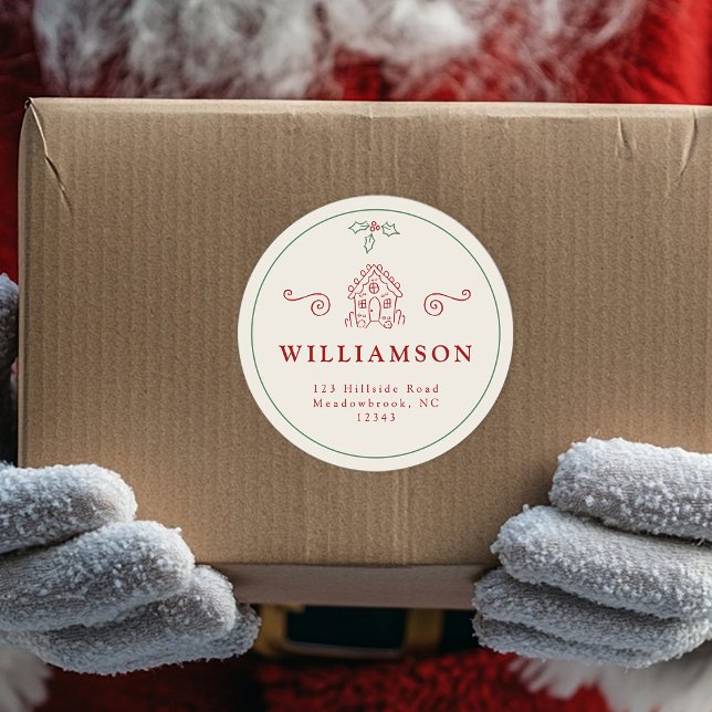 Rustic Gingerbread House Modern Christmas Holiday Classic Round Sticker (Creator Uploaded)