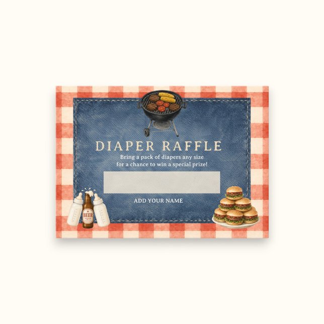 Rustic Gingham BBQ Baby Shower Raffle Cards (Creator Uploaded)