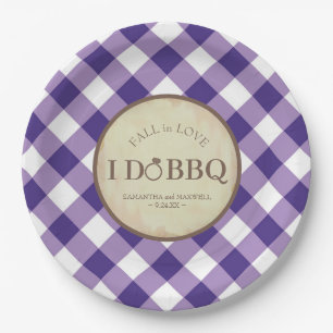 Rustic Gingham BBQ Picnic Wedding Paper Plate