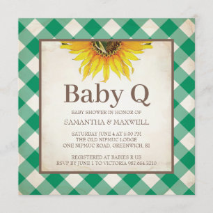 Rustic Gingham Chequered Baby Shower Invitation