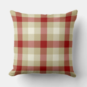 Rustic gingham country farmhouse style tartan red cushion