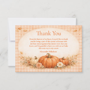 Rustic Gingham Pumpkin Fall Graduation Thank You Card