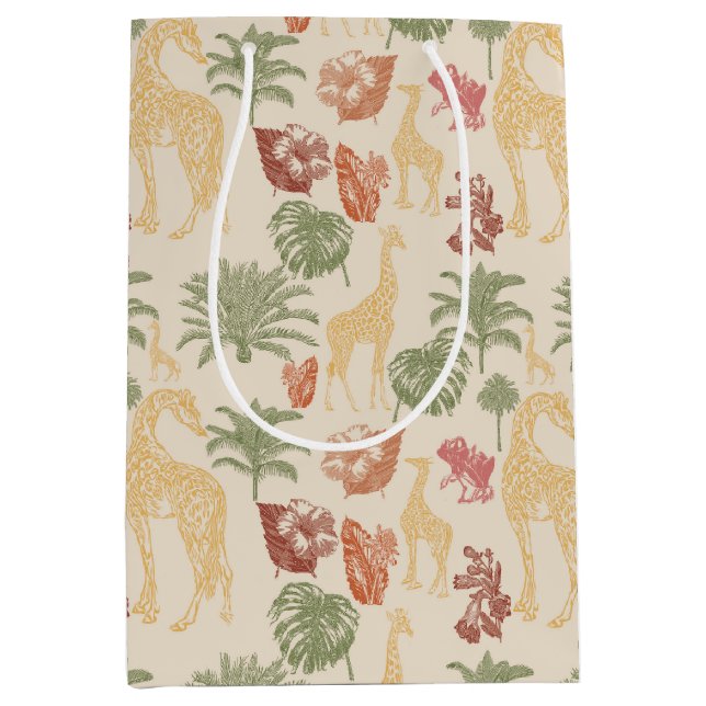 Rustic Giraffe Floral Jungle Baby Shower Gift Bag (Front)