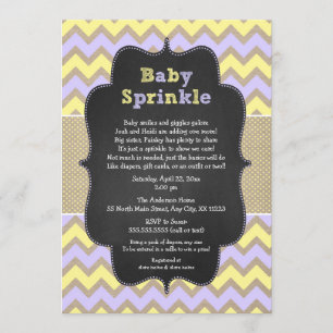 Rustic GIRL Baby Sprinkle Invite, lavender yellow Invitation