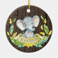 Rustic Girl Elephant Baby Shower Yellow