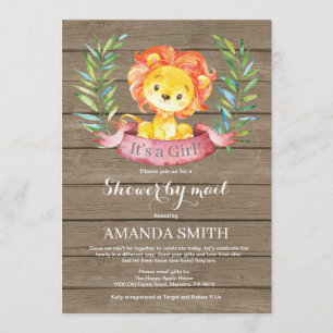 Rustic Girl Lion Baby Shower by Mail Invitation