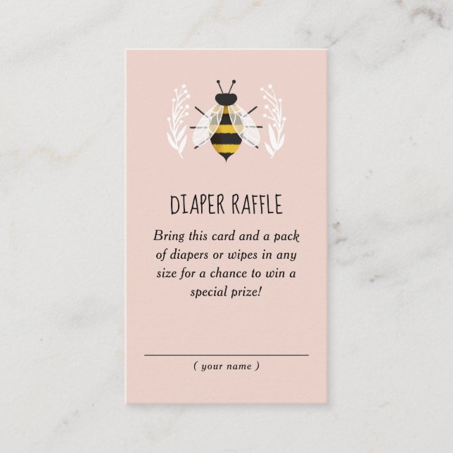 Rustic Girl Mama to Bee Baby Shower Diaper Raffle Enclosure Card (Front)