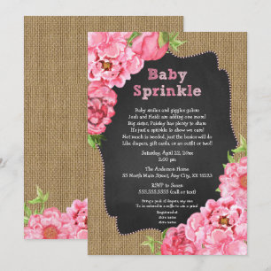 Rustic Girl Pink Floral Baby Sprinkle Invites