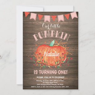 Rustic Girl Pumpkin Birthday Invitation Pink