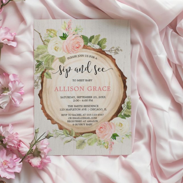 Rustic girl sip and see meet greet woodland shower invitation (Creator Uploaded)