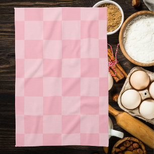 Rustic Girly Pink Gingham Pattern Modern Tea Towel