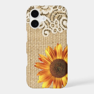 rustic girly western country sunflower burlap lace