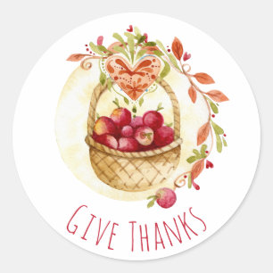 Rustic Give Thanks Cottage Core Thanksgiving  Classic Round Sticker
