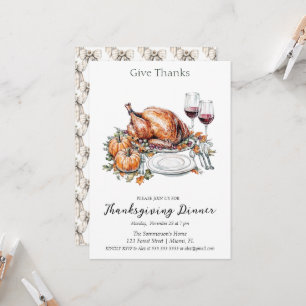 Rustic Give Thanks Dinner  Invitation