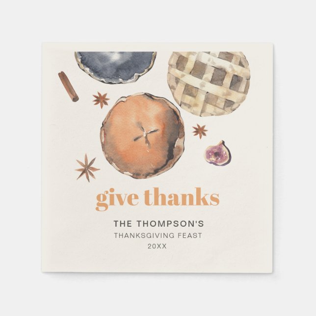 Rustic Give Thanks Thanksgiving Dinner Paper Napkin (Front)