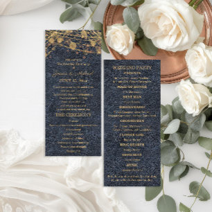 Rustic Glam Blue Gold Wedding Program Programme