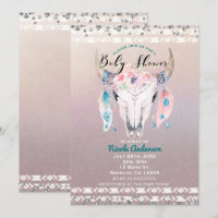 Rustic Glam Boho Floral Cow Skull Baby Shower