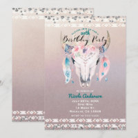 Rustic Glam Boho Floral Cow Skull Birthday Party