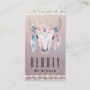 Rustic Glam Boho Floral Cow Skull Country Chic Business Card