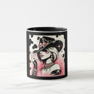 Rustic Glam Cowgirl Pink Sparkle Cowhide Print Mug