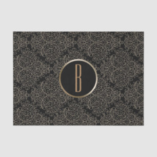 Rustic Glamour Burlap Royal Damask Chic Monogram Tissue Paper