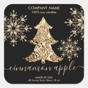 Rustic Glitter Christmas Tree Candle label