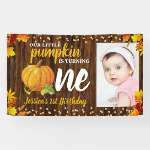 Rustic Glitter Pumpkin Fall Neutral 1st Birthday Banner