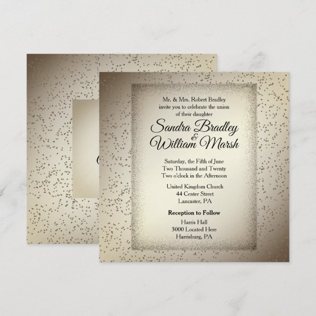 Rustic Glitter Wedding Invitation (Front/Back)